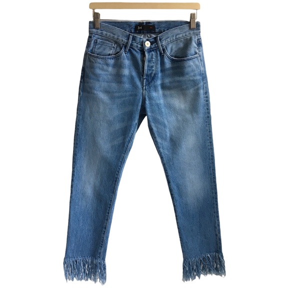 3x1 NYC Fringe Hem Buttonfly Mid rise Crop Jeans 25 - Picture 15 of 17